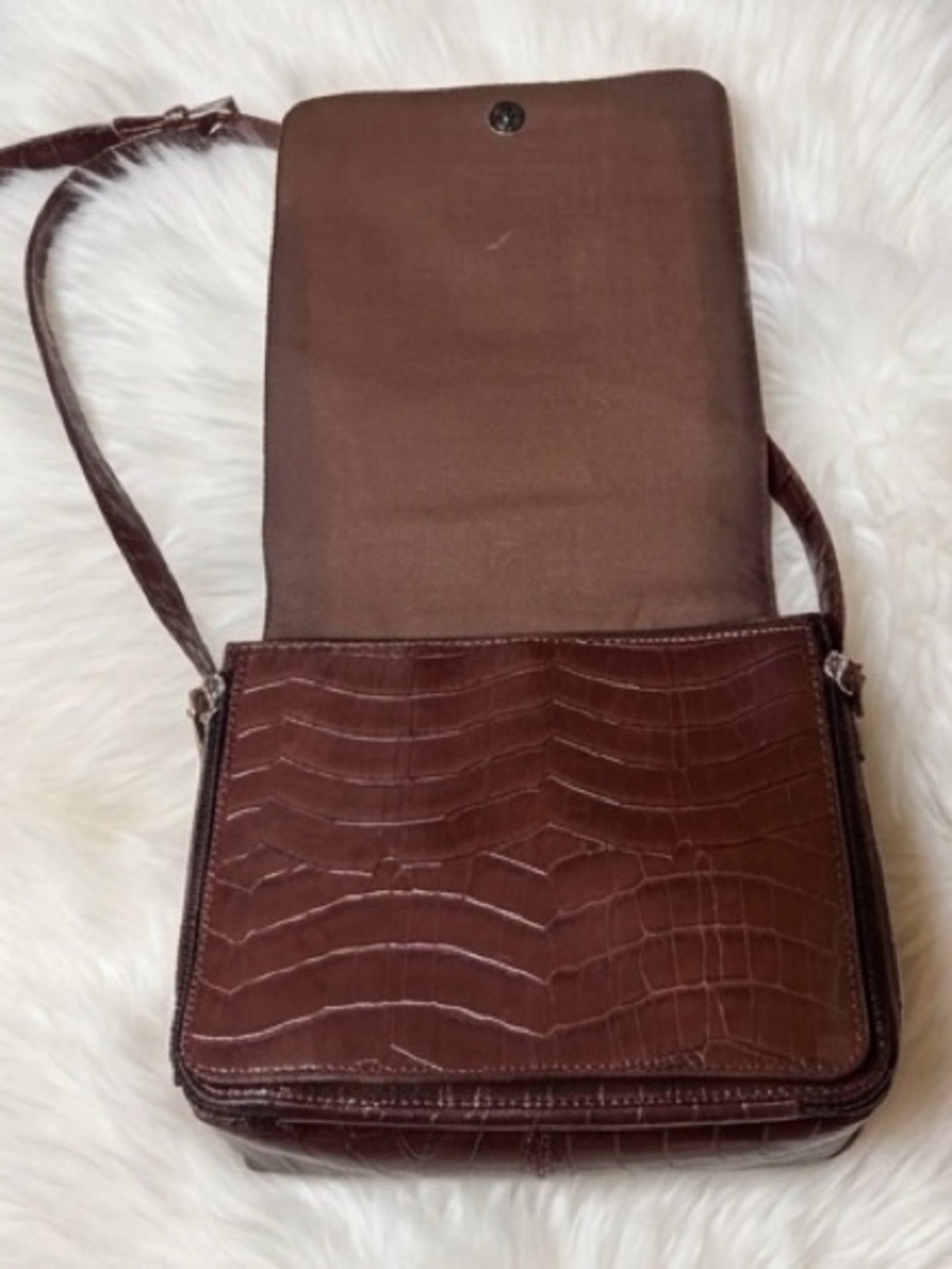 Marlo Croc-Embossed Crossbody Bag in Deep Brown - Picture 7 of 9